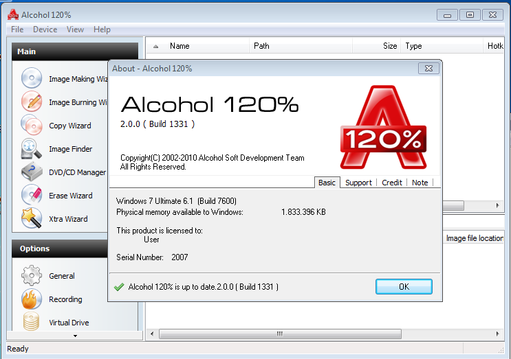 Alcohol  Windows 7 -  8