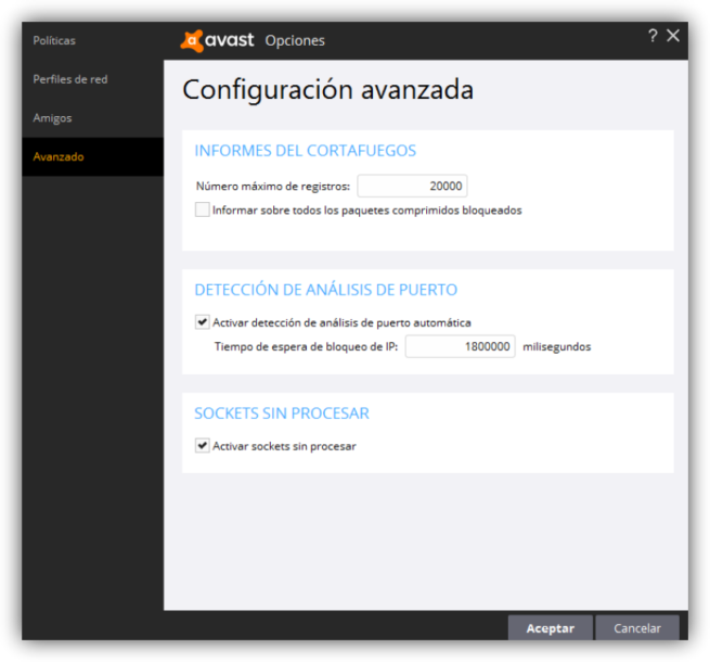 Avast Internet Security - Cortafuegos config 4