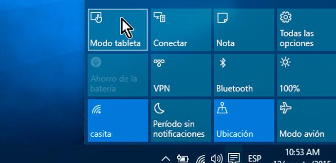 centro de actividades Windows 10