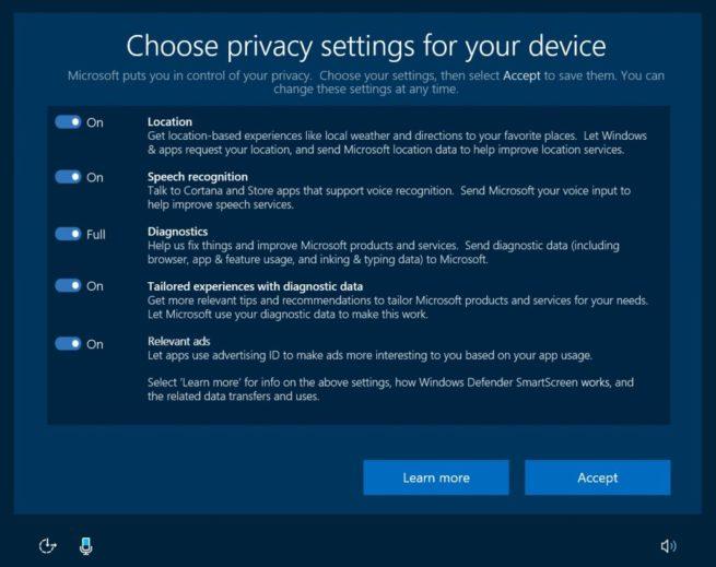 Privacidad Windows 10 Creators Update