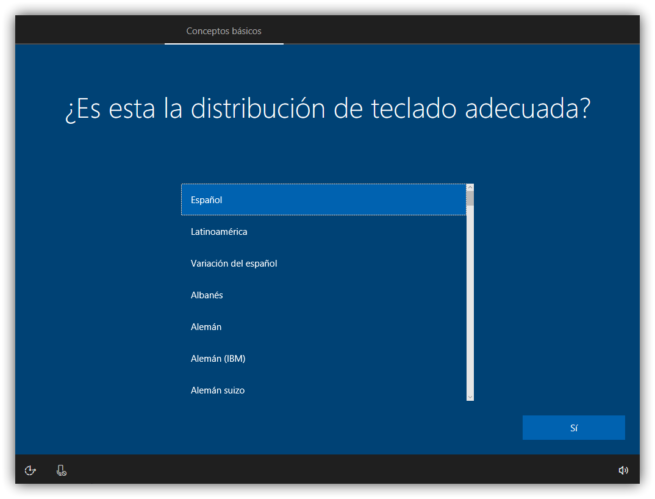 Distribucion de teclado Windows 10 Creators Update