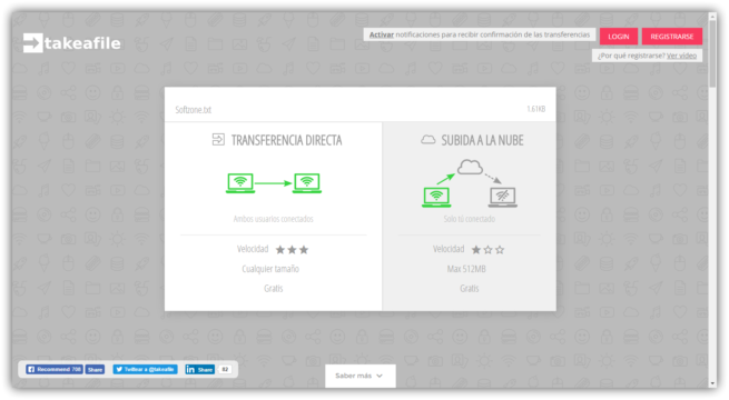 Tipo de transferencia Takeafile