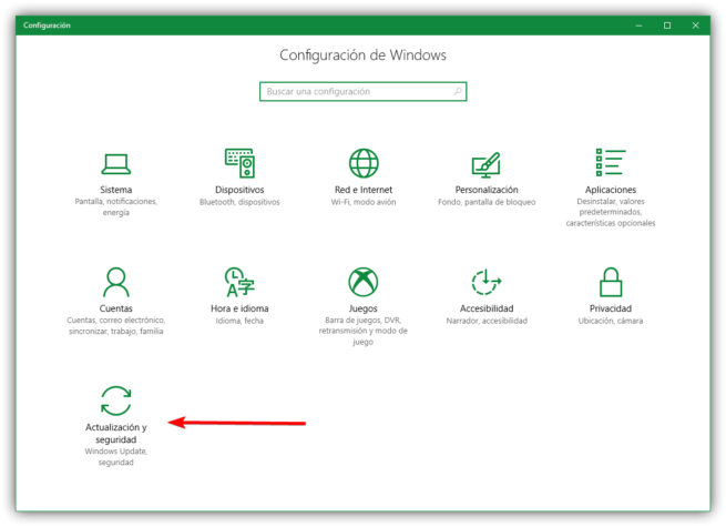 Configuracion actualizacion y seguridad Windows 10 Creators Update