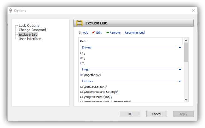 Opciones IObit Protected Folder 3