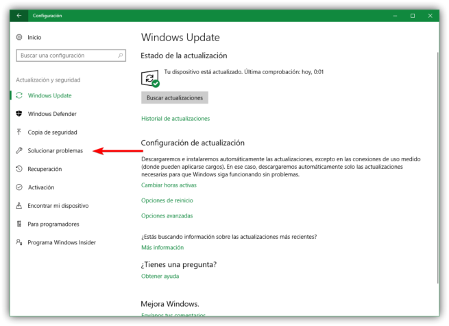 Solucionador de problemas Windows 10 Creators update