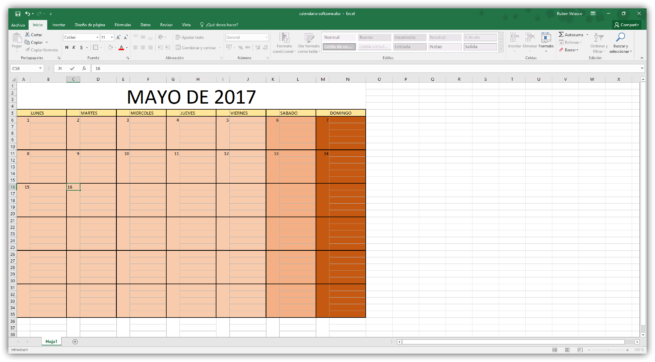 Hacer un calendario en Excel desde cero - Numeros 1