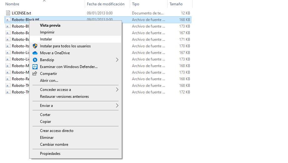 Instalar nuevo tipo de letra en Windows 10