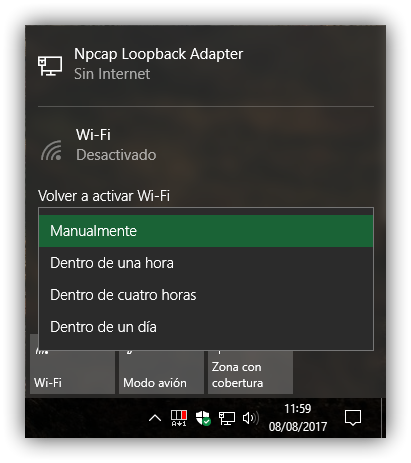 Programar activado Wi-Fi Windows 10