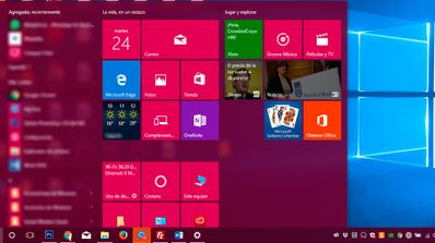 menú Inicio en Windows 10 Fall Creators Update