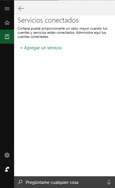 Servicios Conectados Cortana Windows 10