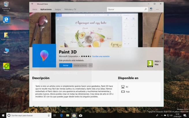 Paint 3D Microsoft Store Windows 10 Redstone 4