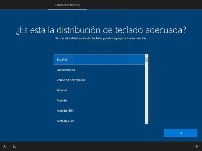 Asistente de configuración inicial Windows 10 Spring Creators Update