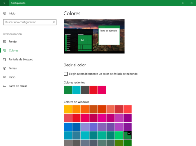 Configuración Colores Windows 10