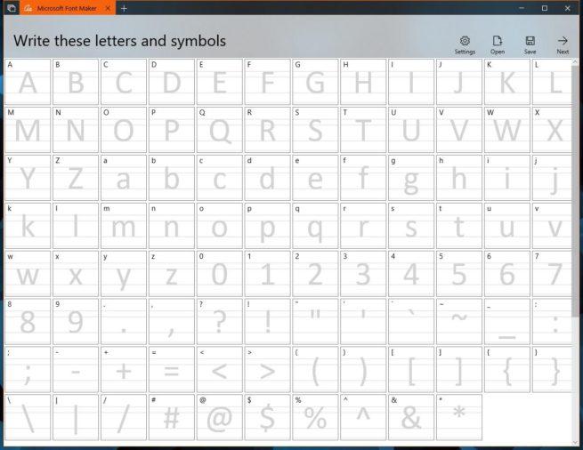 Microsoft Font Maker - Letras