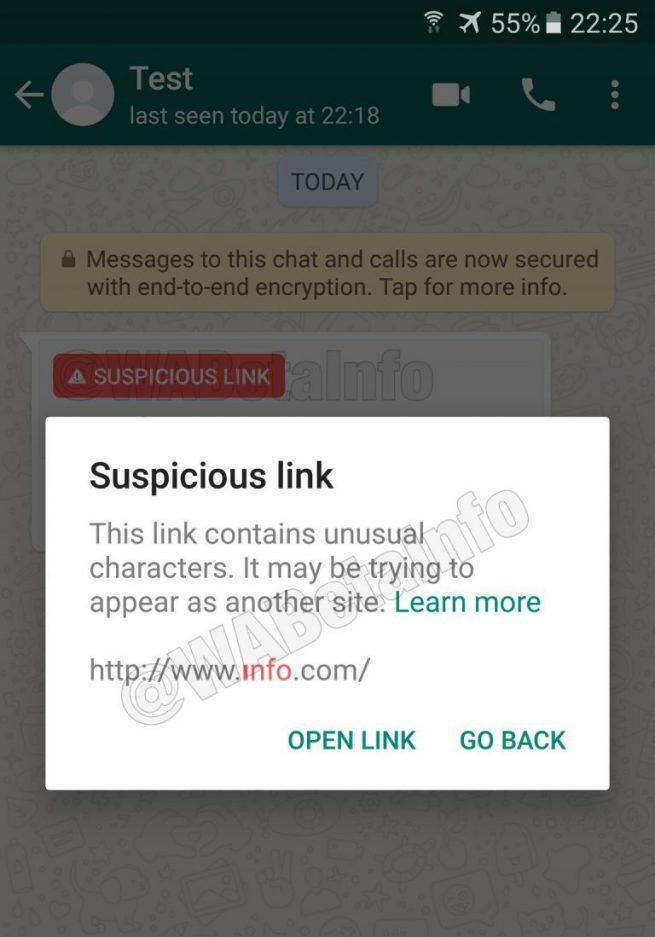 Enlaces sospechosos WhatsApp