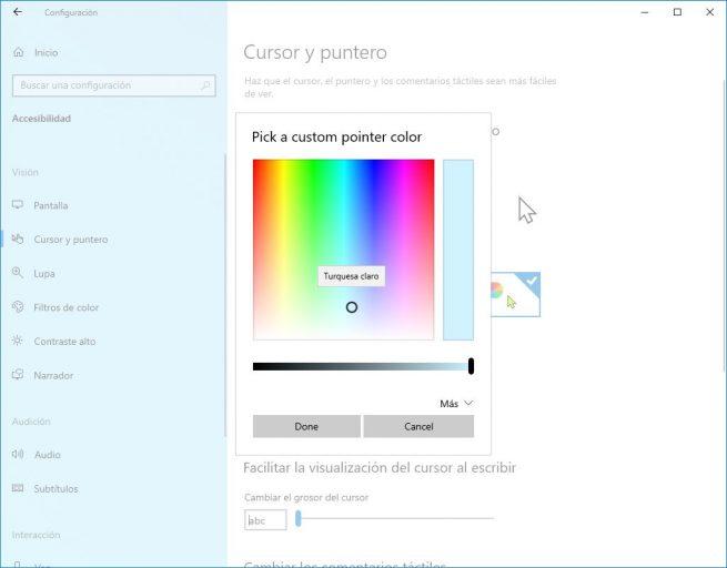 Windows 10 19H1 - Cambiar color ratón 2