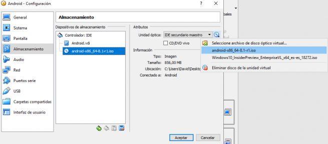 Configurar VirtualBox para cargar ISO