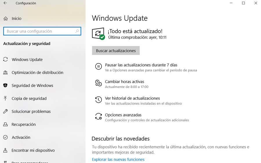 Windows Update predeterminadas