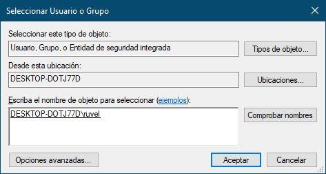 Añadir usuario o grupo a los permisos de carpeta en Windows