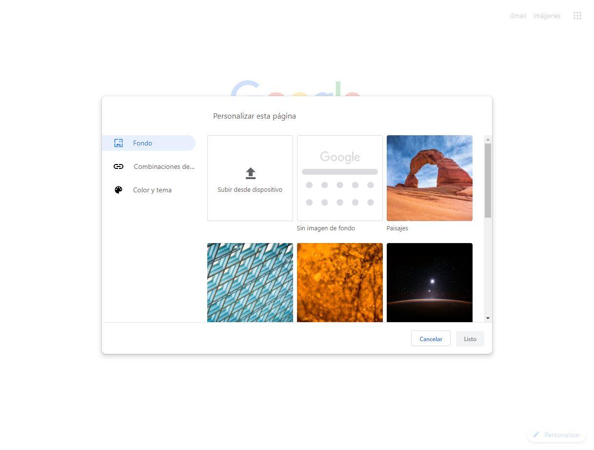 Elegir fondo para nueva pestaña Google Chrome