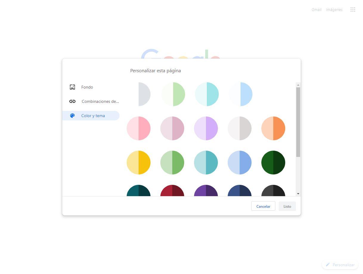 Temas y colores Google Chrome