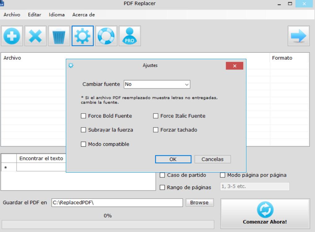 PDF Replacer opciones personalizacles