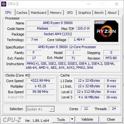 CPU-Z - Datos CPU