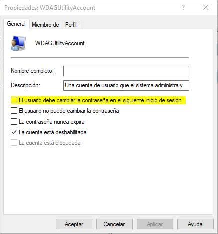 Forzar cambio contraseña usuario Windows 10