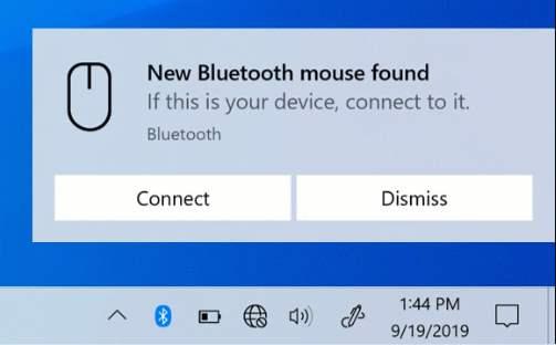 Nuevas notificaciones Bluetooth Windows 10 Build 18985