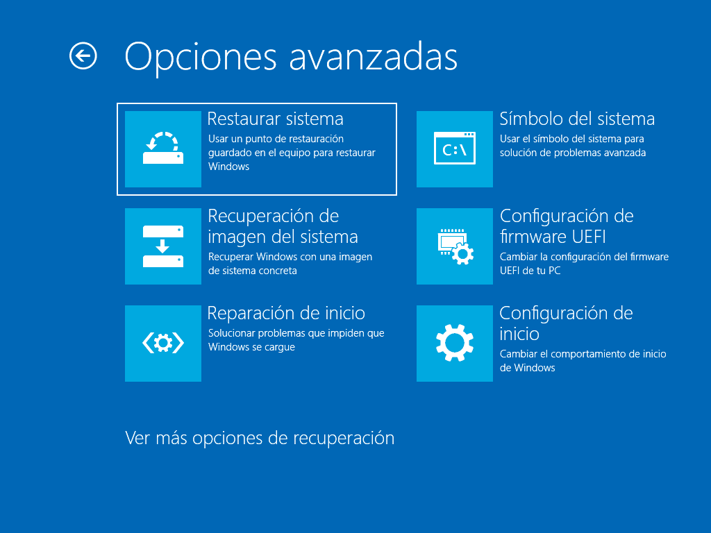 Opciones UEFI Windows 10