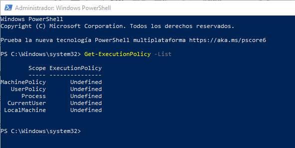 Políticas ejecución scripts PowerShell