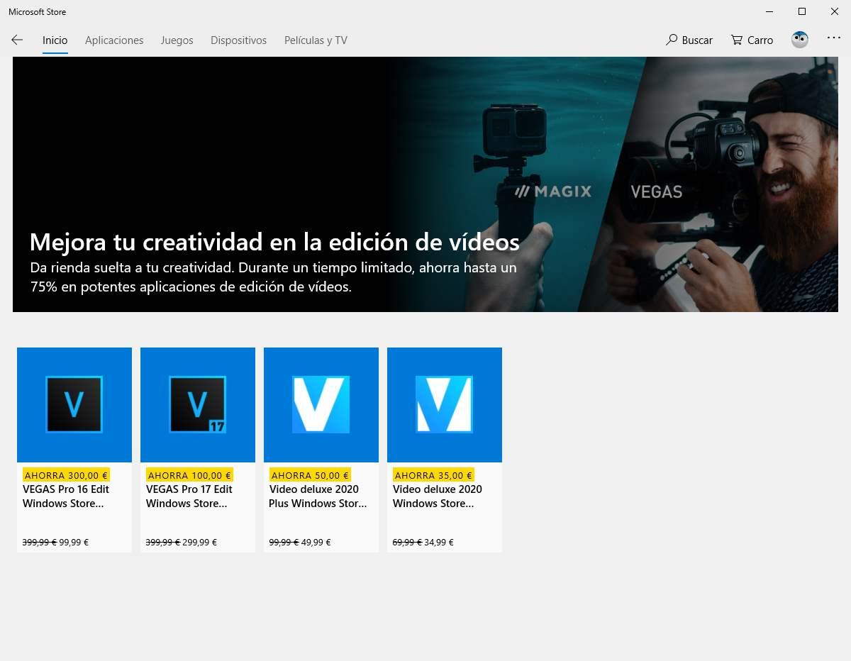 Rebajas edición vídeo Microsoft Store Windows 10