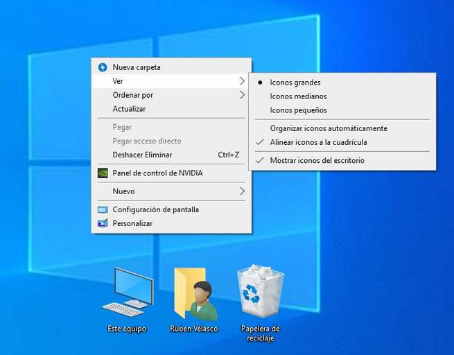 Tamaño iconos Windows 10 - 2