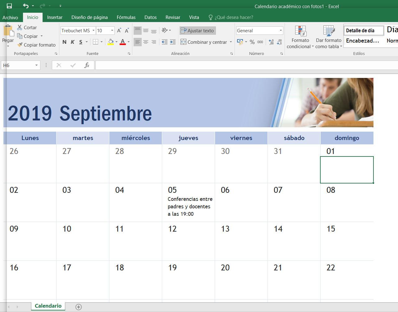Calendarios académicos Excel