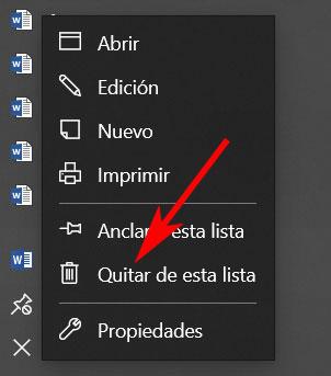 Recientes barra Windows 10