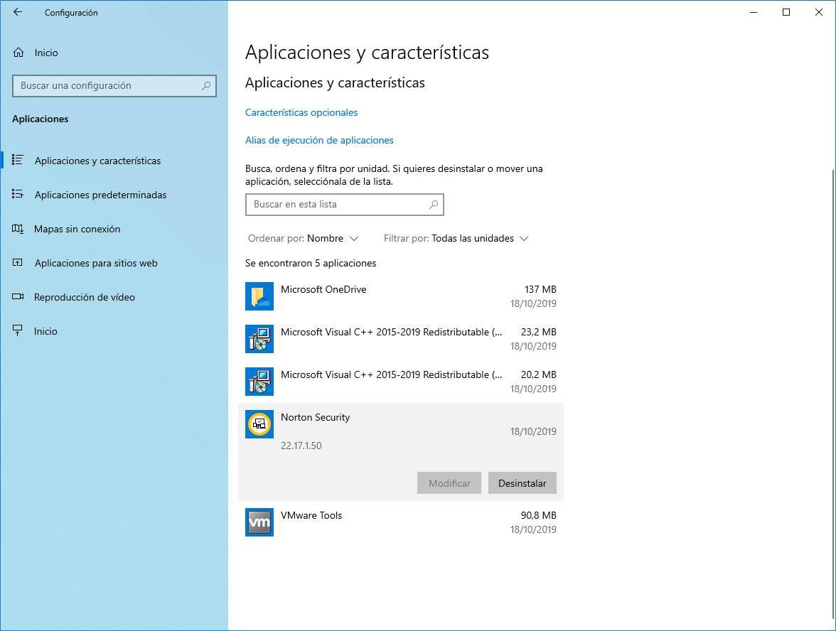 Desinstalar Norton de Windows 10
