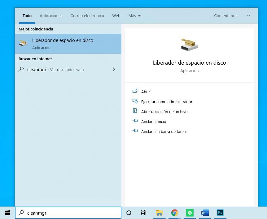 Liberador de espacio en disco de Windows 10