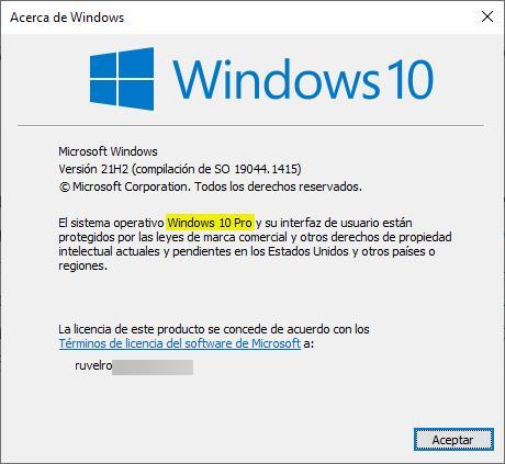 Winver Windows 10 21H2