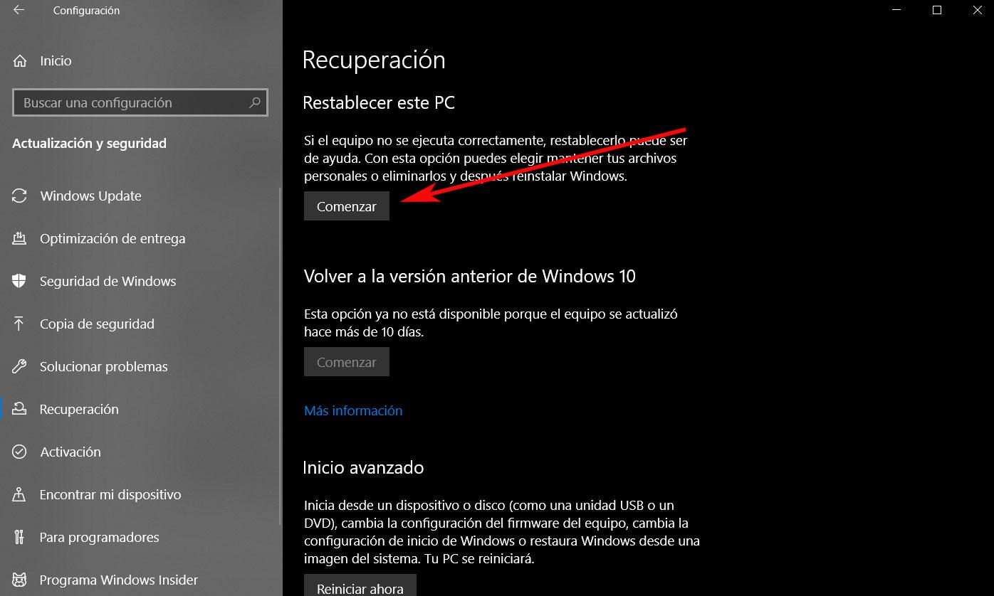 Recuperacion de Windows 10
