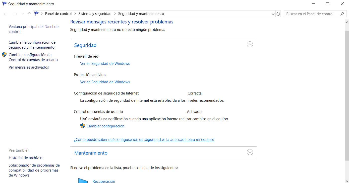 Notificaciones seguridad Windows 10