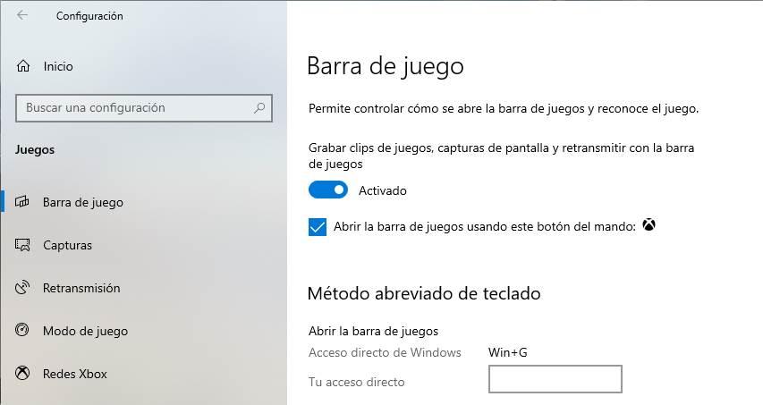 Activar Barra de juegos Windows 10