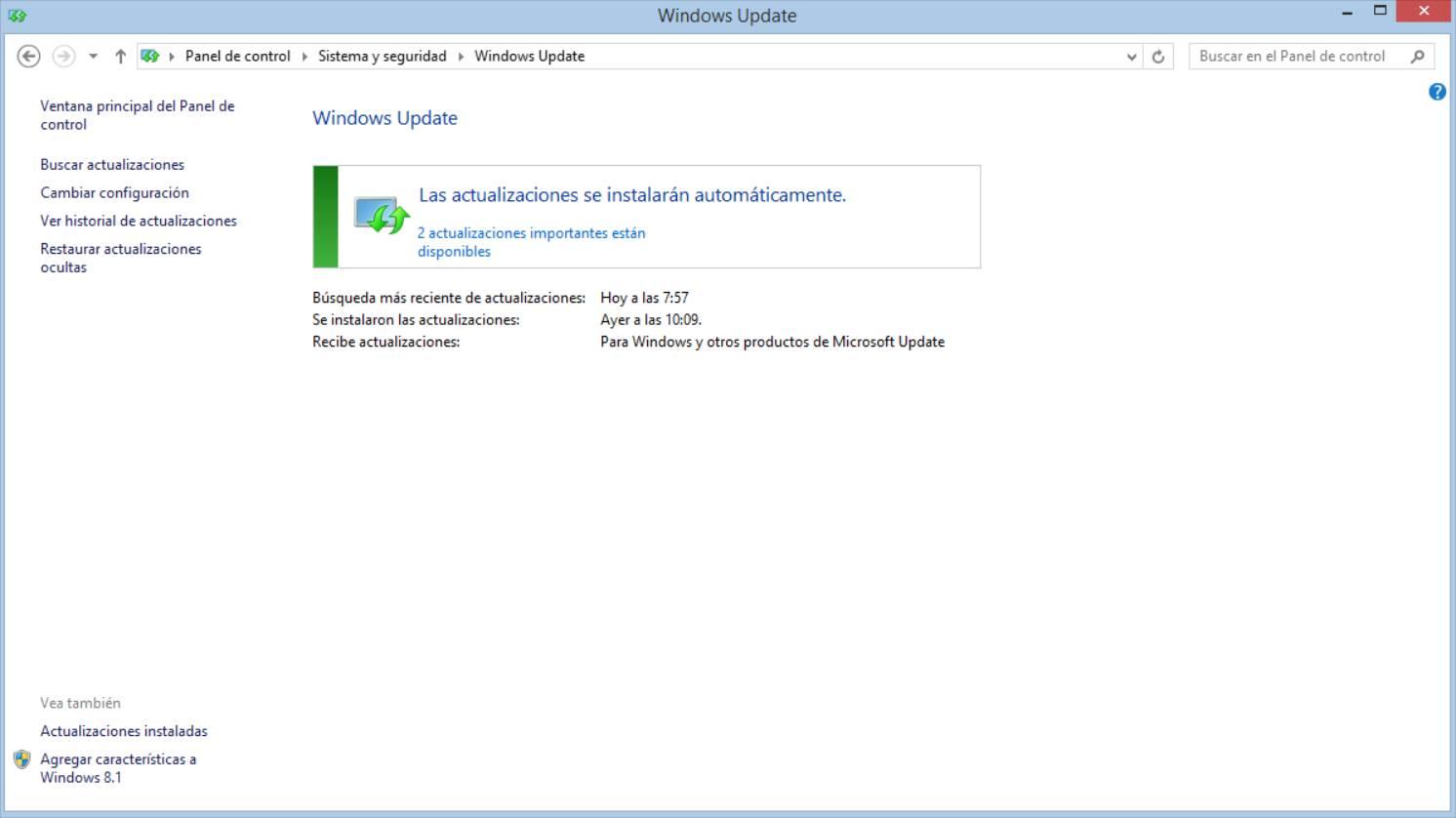 Actualizaciones Windows 8.1