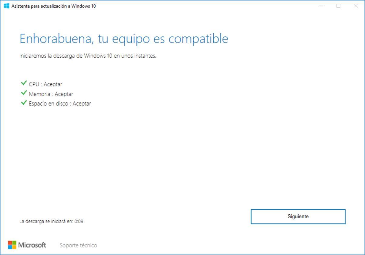 Asistente de actualización de Windows 10
