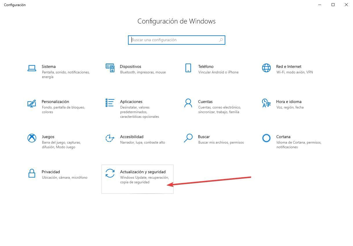 Configuración - Actualización y seguridad de Windows Update