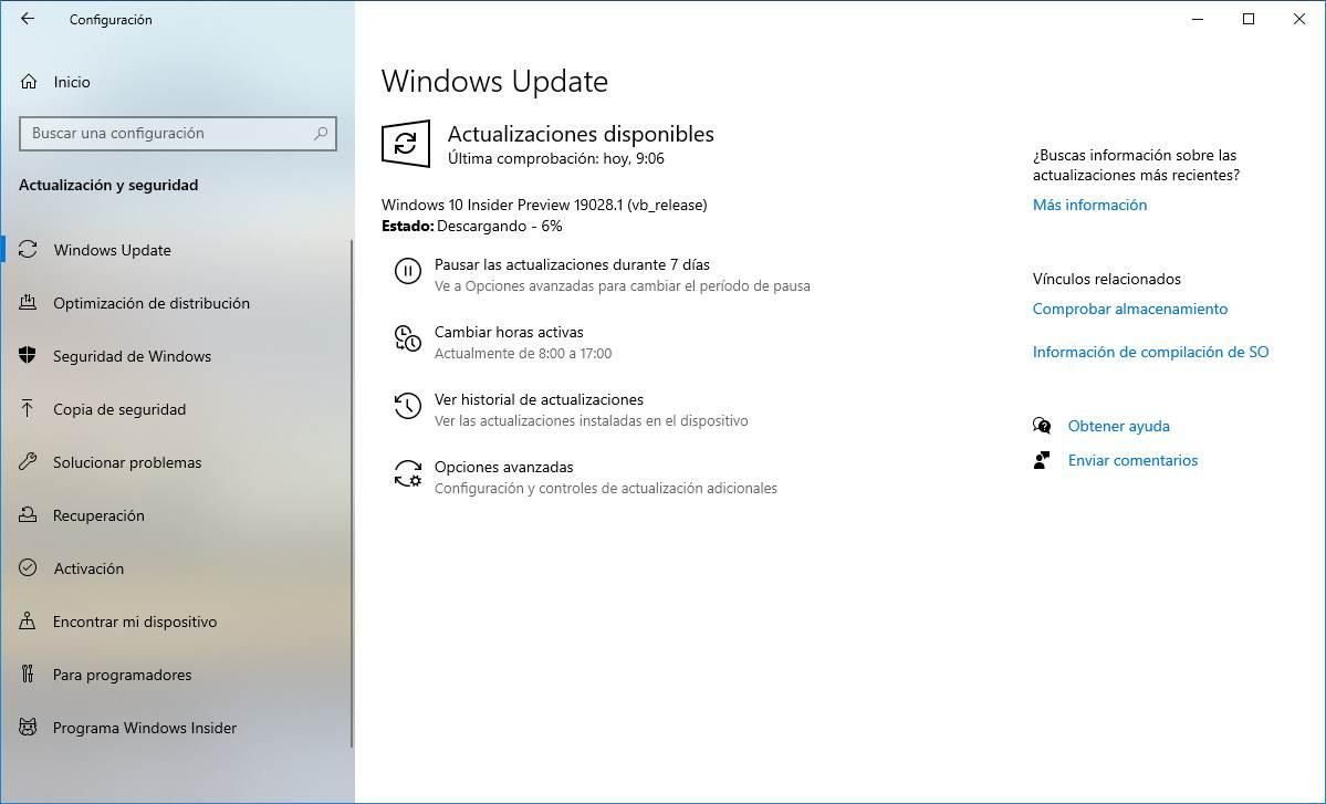 Descargar Windows 10 20H1 build 19028