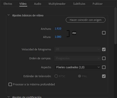 Exportar vídeo con Adobe Premiere - Opciones avanzadas 2