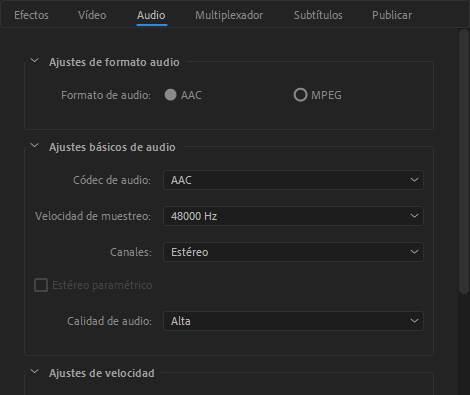 Exportar vídeo con Adobe Premiere - Opciones avanzadas 3