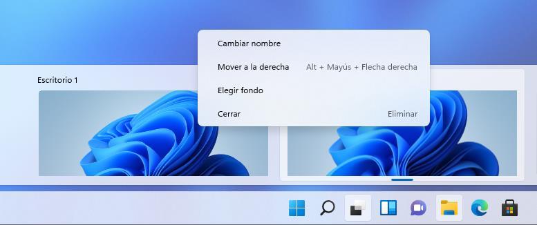 Opciones escritorios virtuales Windows 11