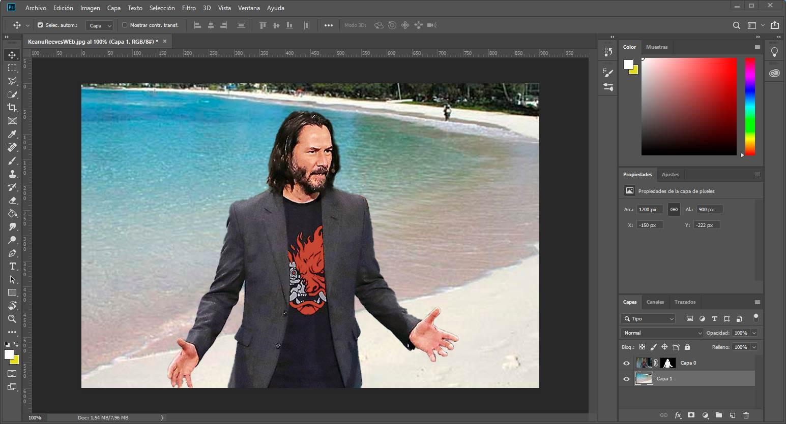 Photoshop - Keanu en la playa
