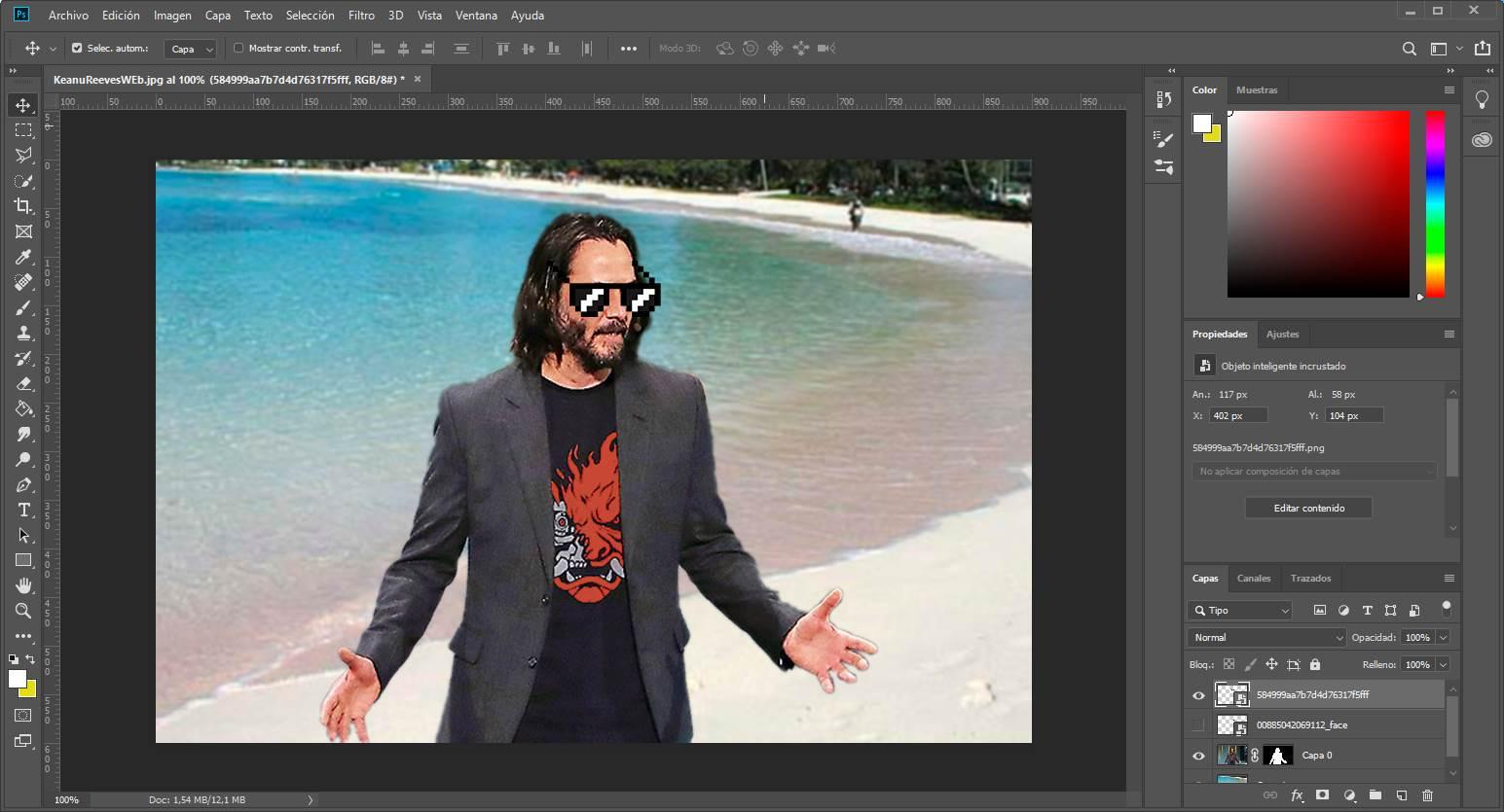 Photoshop - Keany en la playa y con gafas